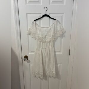 White dress with eyelet detailing